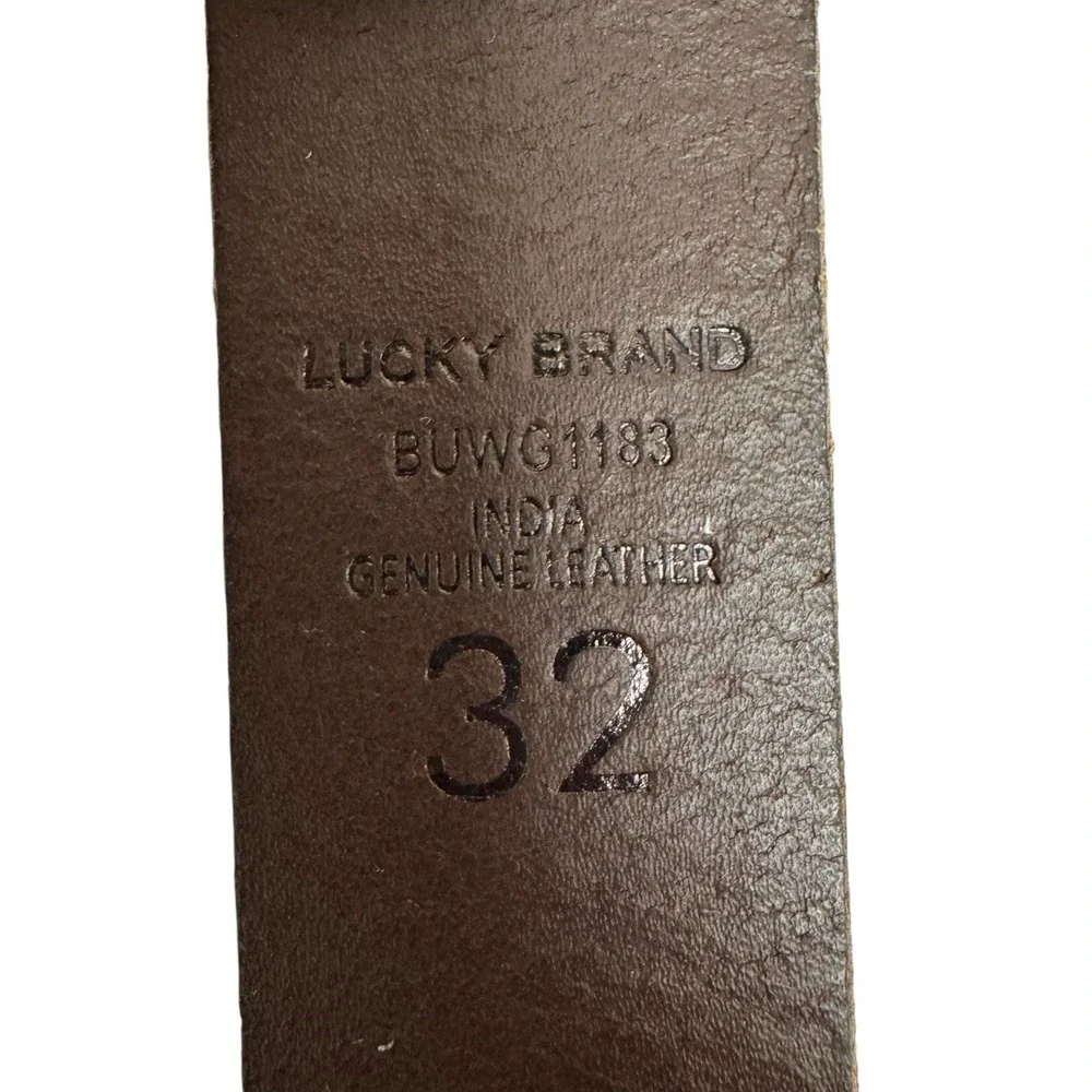 🌺 Lucky Brand Men's Size 32 Brown Textured Leather Belt Silver-Tone‎ Buckle NWT